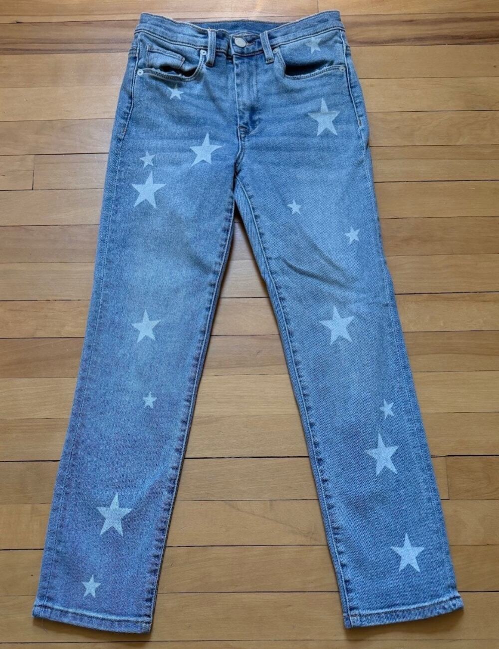 Blank NYC The Madison Crop Jeans 25 Light Wash White Star Print Denim EUC